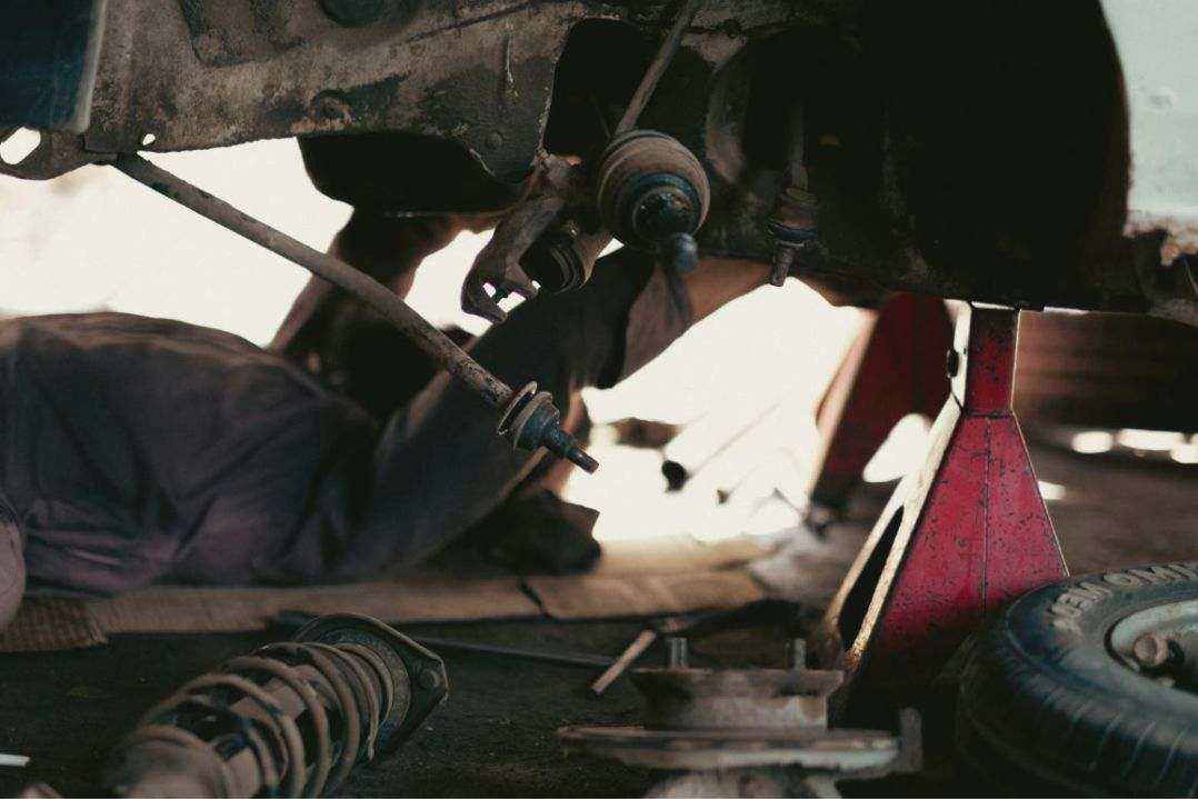 Technician using code reader